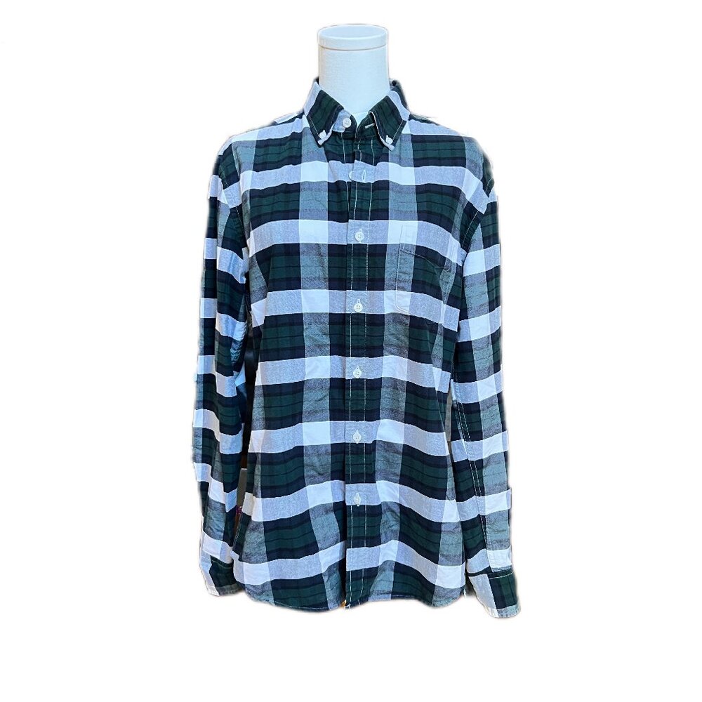 J. Crew Men's Green Plaid Slim Fit Button Down Oxford Long Sleeve Size Medium